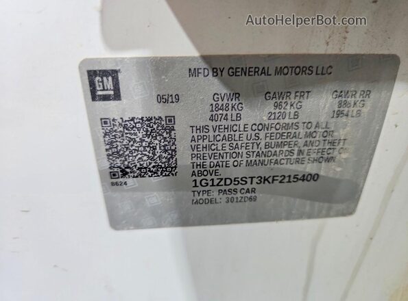 1G1ZD5ST3KF215400 2019 CHEVROLET MALIBU White Vista del compartimento del motor