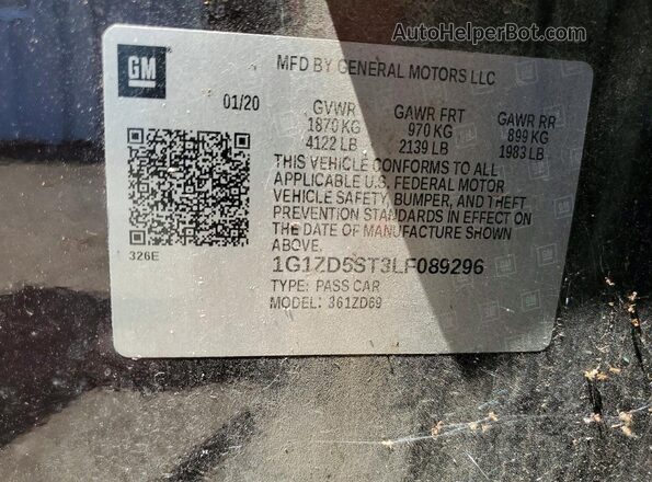 1G1ZD5ST3LF089296 2020 CHEVROLET MALIBU Бордовый Вид наклейки с VIN-кодом
