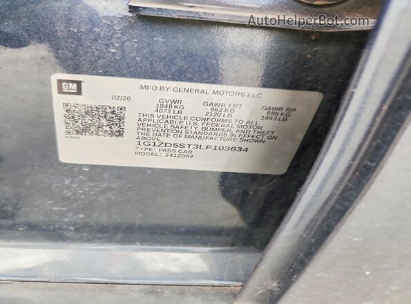 1G1ZD5ST3LF103634 2020 CHEVROLET MALIBU Blue Շարժիչի բաժամունքի տեսք
