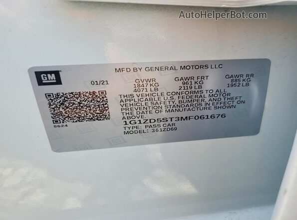 1G1ZD5ST3MF061676 2021 CHEVROLET MALIBU Белый Вид подкапотного пространства