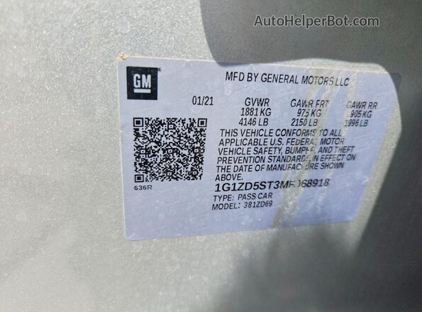 1G1ZD5ST3MF068918 2021 CHEVROLET MALIBU Серый Вид подкапотного пространства