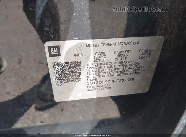 1G1ZD5ST4KF207659 2019 CHEVROLET MALIBU Black ძრავის განყოფილების ხედი