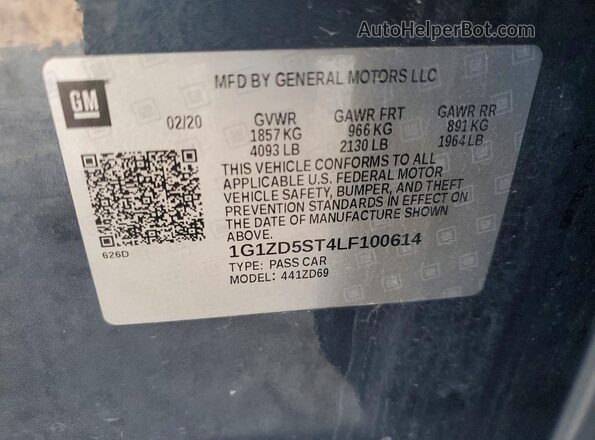 1G1ZD5ST4LF100614 2020 CHEVROLET MALIBU Blue ძრავის განყოფილების ხედი