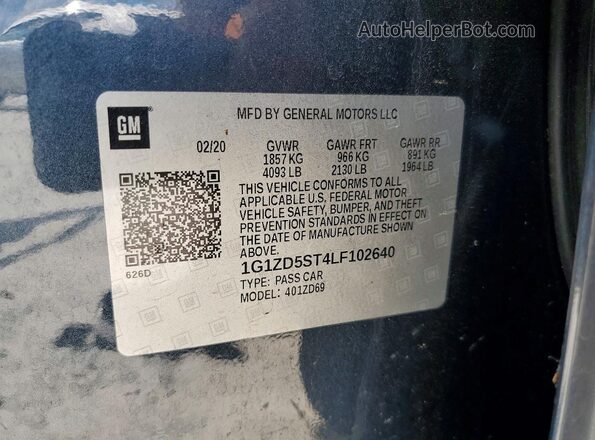 1G1ZD5ST4LF102640 2020 CHEVROLET MALIBU Gray Widok naklejki z numerem VIN