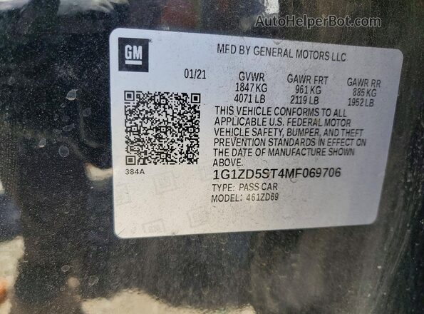 1G1ZD5ST4MF069706 2021 CHEVROLET MALIBU Black VIN sticker view