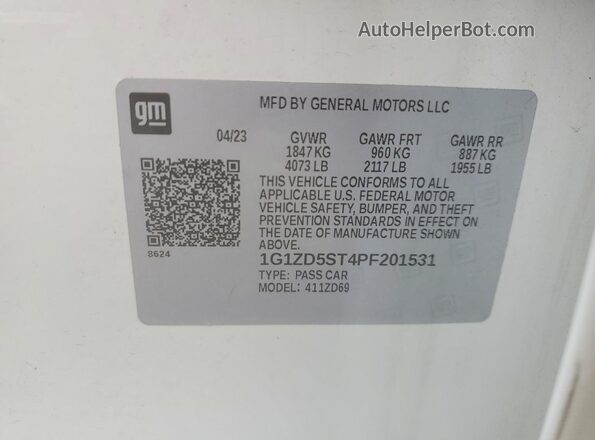 1G1ZD5ST4PF201531 2023 CHEVROLET MALIBU White ძრავის განყოფილების ხედი
