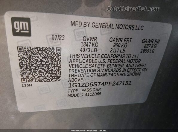 1G1ZD5ST4PF247151 2023 CHEVROLET MALIBU Синий Вид подкапотного пространства