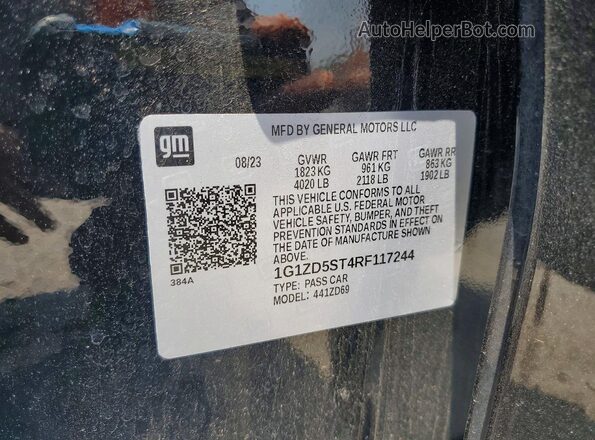 1G1ZD5ST4RF117244 2024 CHEVROLET MALIBU Black VIN sticker view