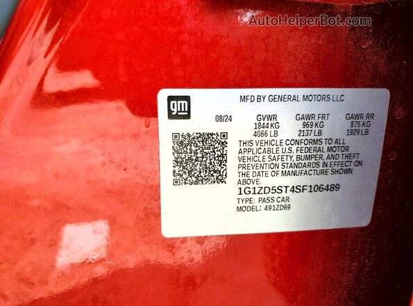 1G1ZD5ST4SF106489 2025 CHEVROLET MALIBU Red ძრავის განყოფილების ხედი