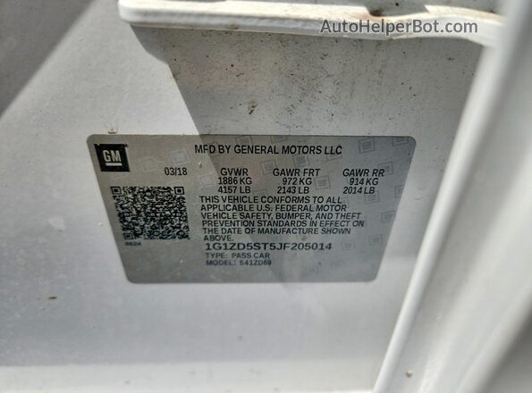 1G1ZD5ST5JF205014 2018 CHEVROLET MALIBU White Widok komory silnika