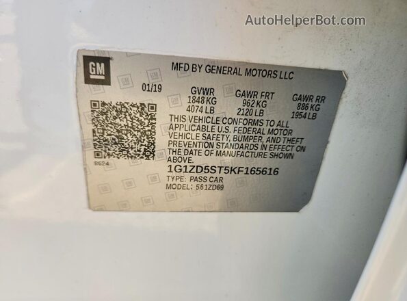 1G1ZD5ST5KF165616 2019 CHEVROLET MALIBU White Vista interior de 360 grados