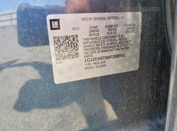 1G1ZD5ST5KF208951 2019 CHEVROLET MALIBU Gray Widok komory silnika