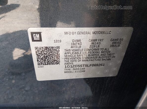 1G1ZD5ST5LF069261 2020 CHEVROLET MALIBU Blue ძრავის განყოფილების ხედი