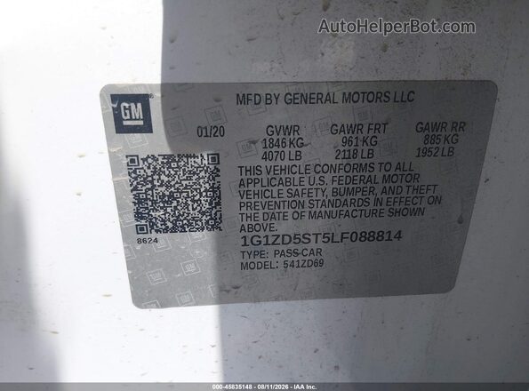 1G1ZD5ST5LF088814 2020 CHEVROLET MALIBU White Vista del compartimento del motor