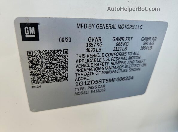 1G1ZD5ST5MF006324 2021 CHEVROLET MALIBU White Widok komory silnika