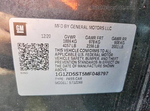 1G1ZD5ST5MF048797 2021 CHEVROLET MALIBU Gray Շարժիչի բաժամունքի տեսք