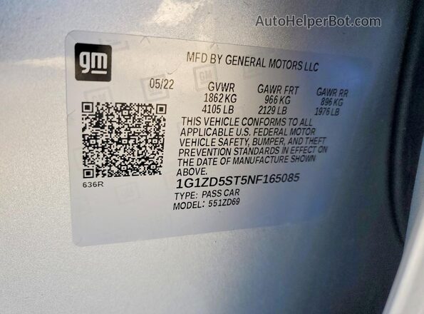 1G1ZD5ST5NF165085 2022 CHEVROLET MALIBU Silver 