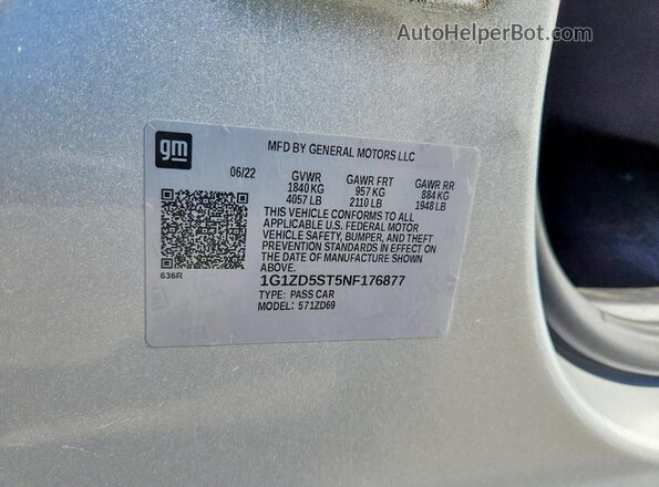 1G1ZD5ST5NF176877 2022 CHEVROLET MALIBU Silver VIN կոդի պիտակի տեսք