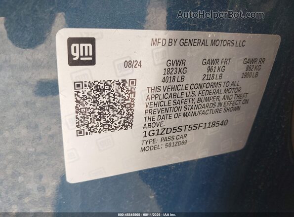 1G1ZD5ST5SF118540 2025 CHEVROLET MALIBU Blue Widok komory silnika