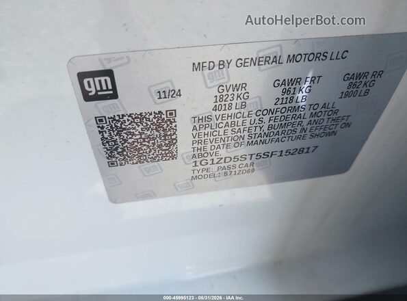 1G1ZD5ST5SF152817 2025 CHEVROLET MALIBU White Vista del compartimento del motor