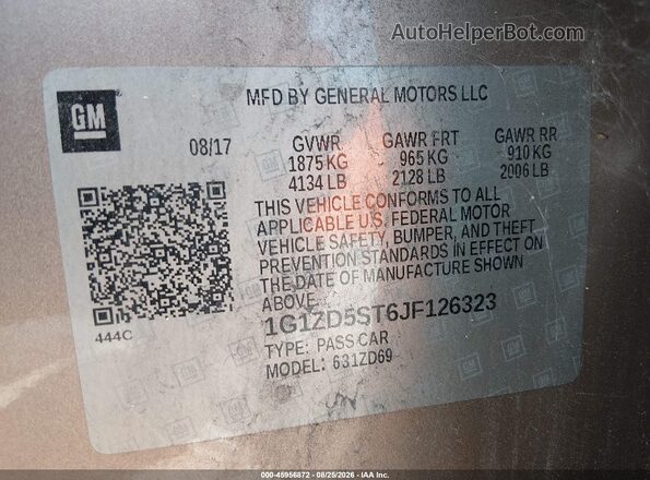 1G1ZD5ST6JF126323 2018 CHEVROLET MALIBU Champagne Widok komory silnika