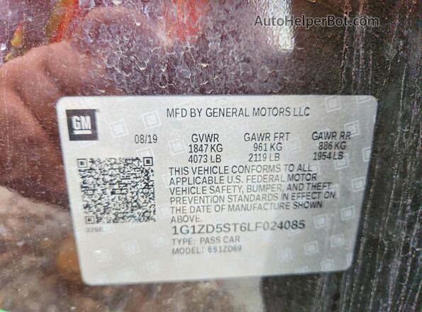 1G1ZD5ST6LF024085 2020 CHEVROLET MALIBU Burgundy Շարժիչի բաժամունքի տեսք