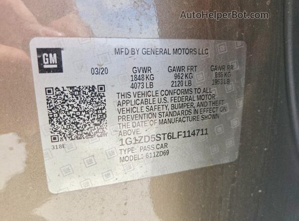 1G1ZD5ST6LF114711 2020 CHEVROLET MALIBU Tan Vista del compartimento del motor
