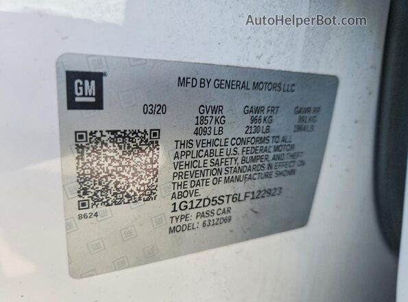 1G1ZD5ST6LF122923 2020 CHEVROLET MALIBU White Вид підкапотного простору