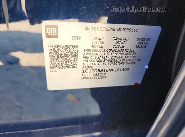 1G1ZD5ST6NF161899 2022 CHEVROLET MALIBU Синий Вид подкапотного пространства