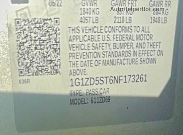 1G1ZD5ST6NF173261 2022 CHEVROLET MALIBU Silver Շարժիչի բաժամունքի տեսք