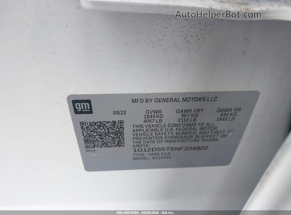 1G1ZD5ST6NF204802 2022 CHEVROLET MALIBU White Widok komory silnika