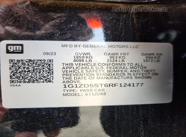 1G1ZD5ST6RF124177 2024 CHEVROLET MALIBU Black Widok komory silnika