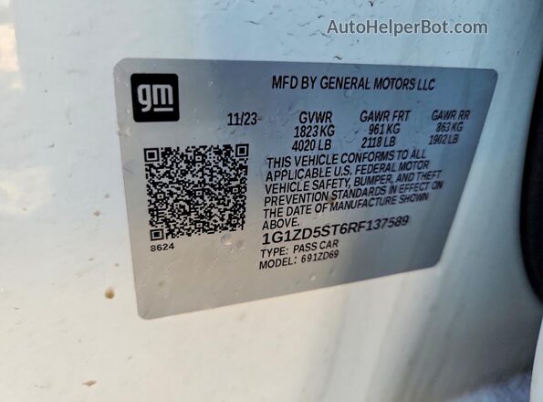 1G1ZD5ST6RF137589 2024 CHEVROLET MALIBU White VIN կոդի պիտակի տեսք