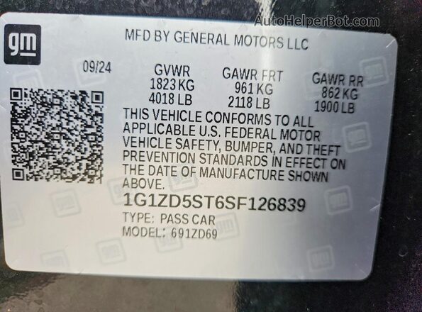 1G1ZD5ST6SF126839 2025 CHEVROLET MALIBU Черный Вид подкапотного пространства