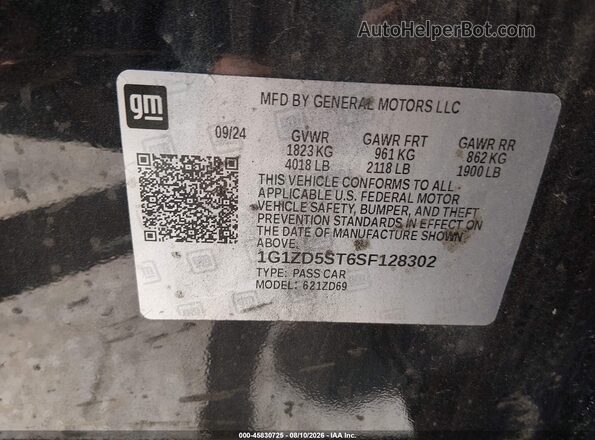 1G1ZD5ST6SF128302 2025 CHEVROLET MALIBU Black ძრავის განყოფილების ხედი