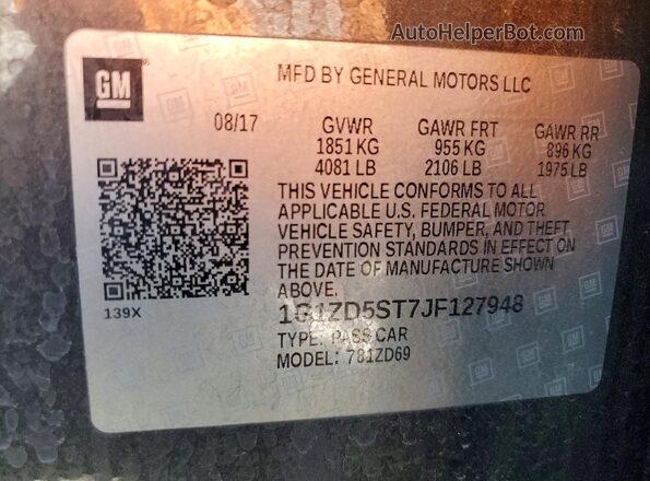 1G1ZD5ST7JF127948 2018 CHEVROLET MALIBU Серый Вид подкапотного пространства