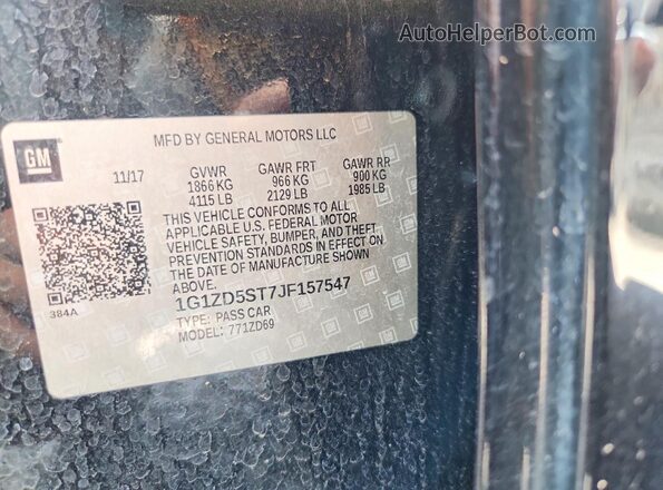 1G1ZD5ST7JF157547 2018 CHEVROLET MALIBU Black Вид підкапотного простору