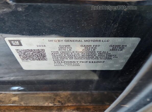 1G1ZD5ST7KF111007 2019 CHEVROLET MALIBU Угольный Вид подкапотного пространства