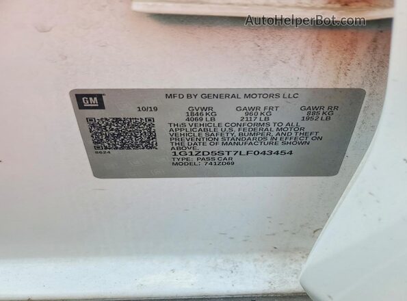 1G1ZD5ST7LF043454 2020 CHEVROLET MALIBU White ძრავის განყოფილების ხედი