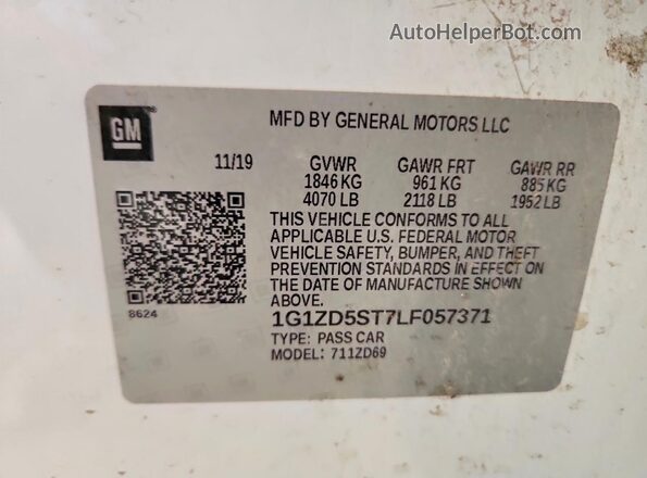 1G1ZD5ST7LF057371 2020 CHEVROLET MALIBU White Engine compartment view