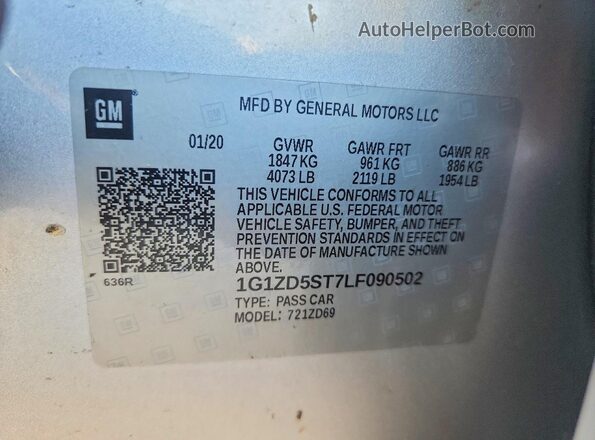 1G1ZD5ST7LF090502 2020 CHEVROLET MALIBU Silver Vista del compartimento del motor