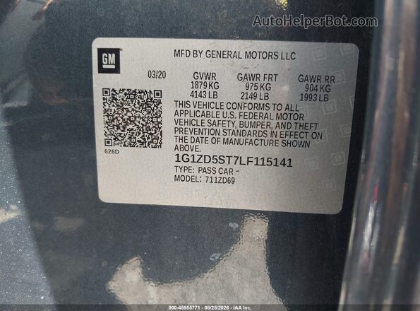1G1ZD5ST7LF115141 2020 CHEVROLET MALIBU Dark Blue Вид підкапотного простору