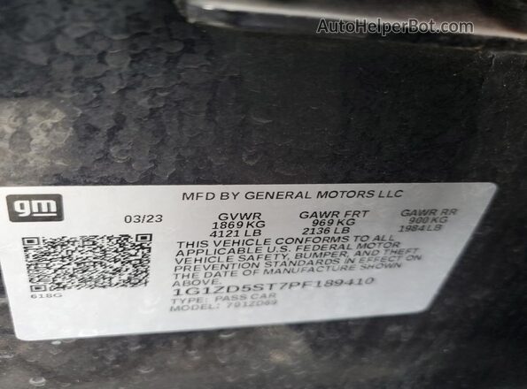 1G1ZD5ST7PF189410 2023 CHEVROLET MALIBU Black Widok komory silnika