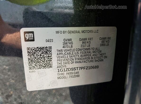 1G1ZD5ST7PF210689 2023 CHEVROLET MALIBU Gray ძრავის განყოფილების ხედი