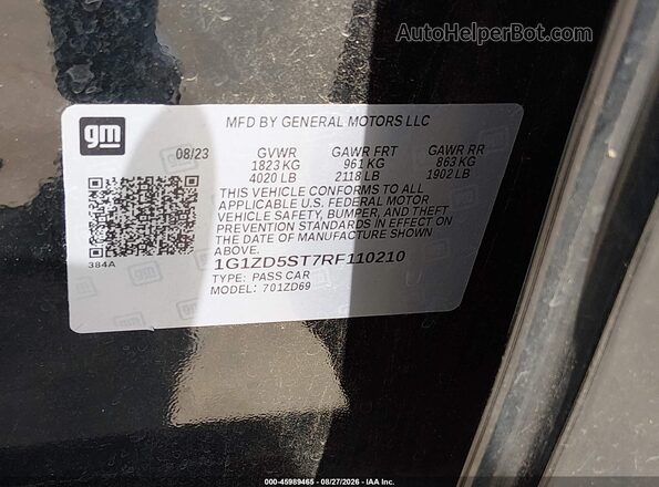 1G1ZD5ST7RF110210 2024 CHEVROLET MALIBU Black Engine compartment view