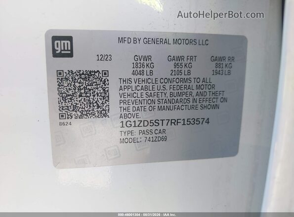 1G1ZD5ST7RF153574 2024 CHEVROLET MALIBU White Շարժիչի բաժամունքի տեսք