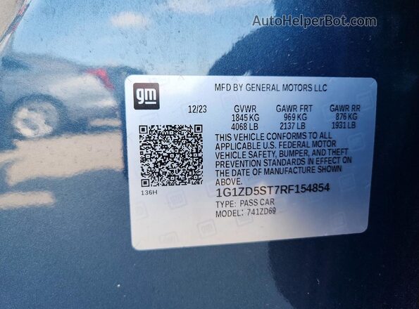 1G1ZD5ST7RF154854 2024 CHEVROLET MALIBU Blue Вид підкапотного простору