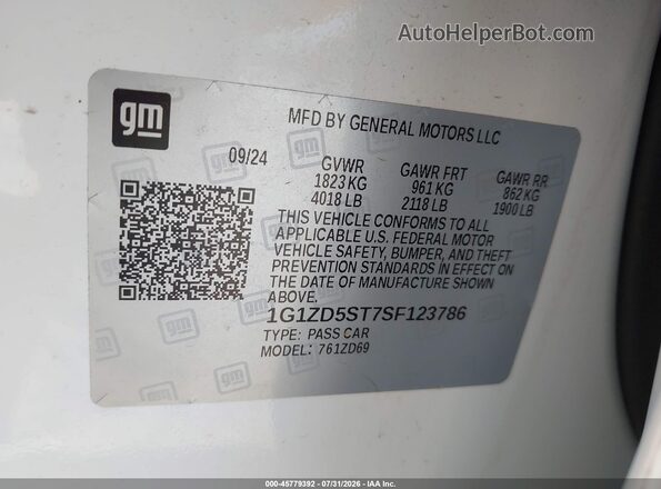 1G1ZD5ST7SF123786 2025 CHEVROLET MALIBU White Շարժիչի բաժամունքի տեսք