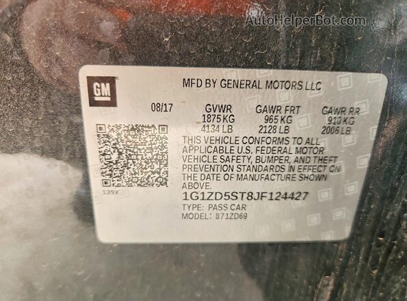 1G1ZD5ST8JF124427 2018 CHEVROLET MALIBU Charcoal ძრავის განყოფილების ხედი