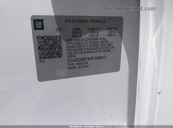 1G1ZD5ST8JF158612 2018 CHEVROLET MALIBU White Widok komory silnika